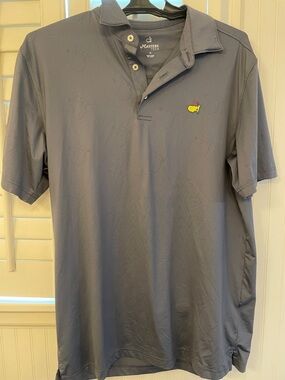 Masters Men's Gray Polo with Yellow Masters Emblem